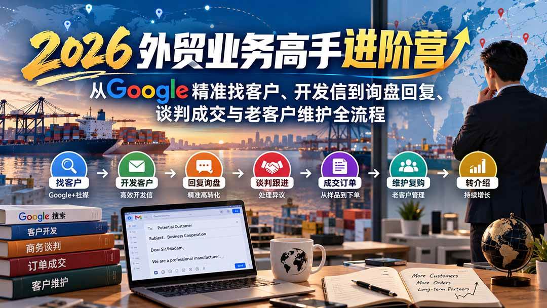 (20690期)2026外贸业务高手进阶营:从Google精准找客户、开发信到询盘回复、谈判成交与老客户维护全流程 (20690期)2026外贸业务高手进阶营:从Google精准找客户、开发信到询盘回复、谈判成交与老客户维护全流程