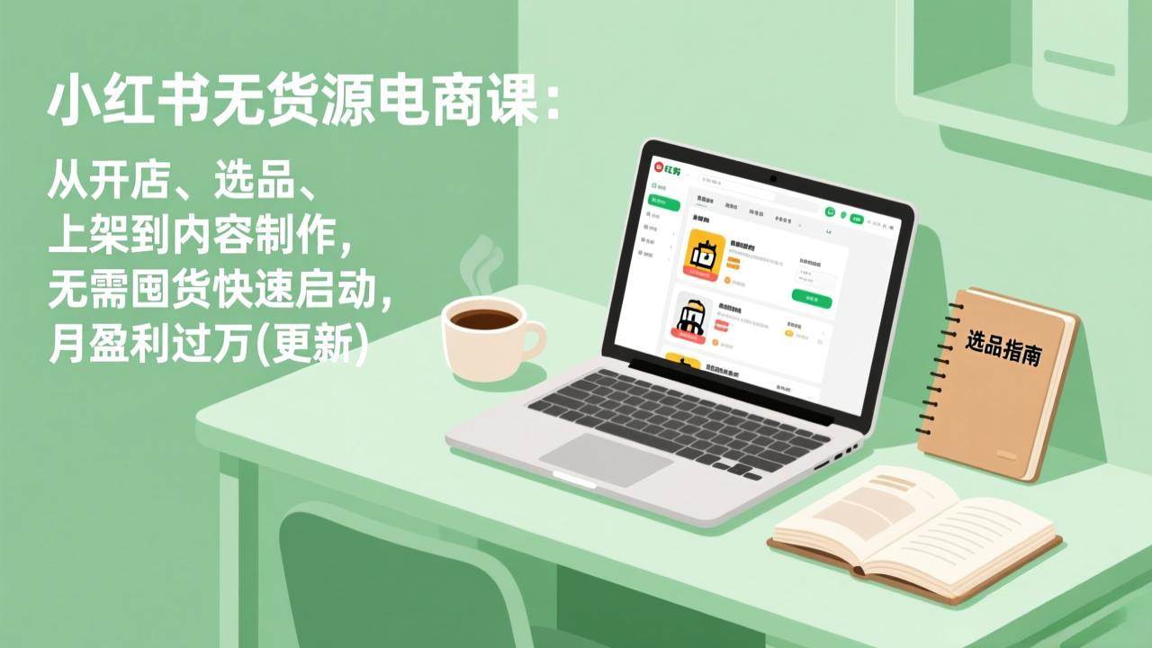 （19512期）小红书无货源电商课(7月更新)：从开店、选品、上架到内容制作，无需囤货快速启动，月盈利过万