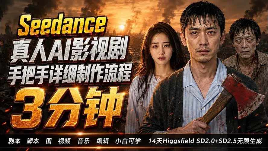 （19706期） 3分钟真人AI影视剧怎么做？SD 2.0手把手完整制作流程｜Higgsfield 14天SD 2.0/2.5无限生成