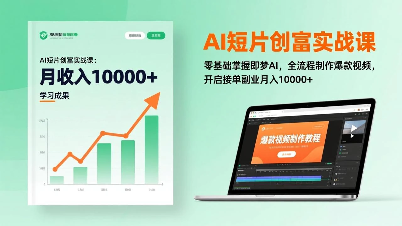 【精】AI短片创富实战课：零基础掌握即梦AI，全流程制作爆款视频，开启接单副业月入10000+(更新)