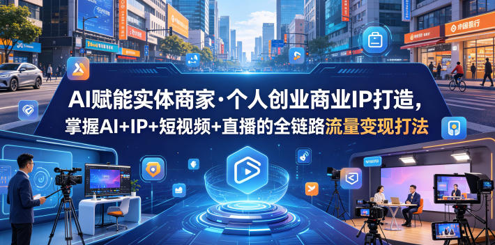 【精】AI赋能实体商家·个人创业商业IP打造，掌握AI+IP+短视频+直播的全链路流量变现打法