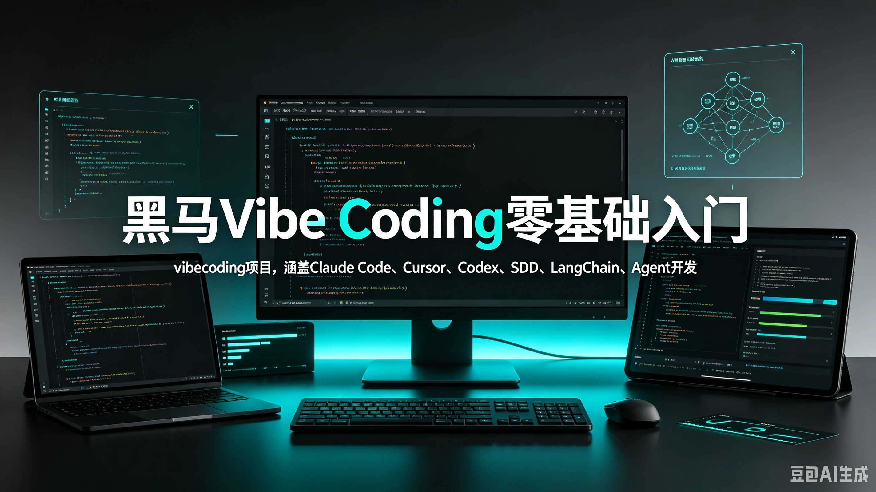【精】黑马Vibe Coding零基础入门，vibecoding项目，涵盖Claude Code、Cursor、Codex、SDD、LangChain、Agent开发