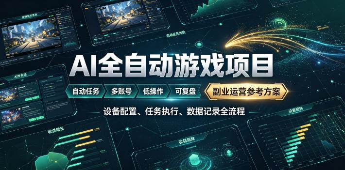（19365期）AI全自动游戏躺賺副业：日入几百，稳定运行三年的项目！