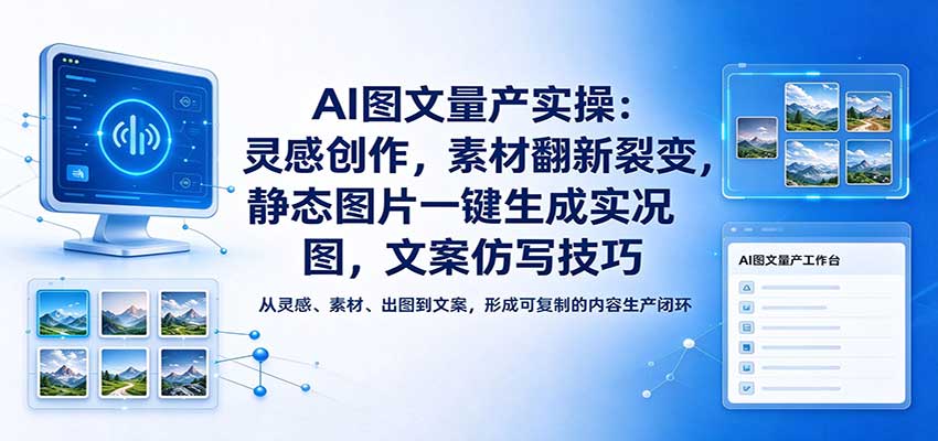 AI图文量产实操：灵感创作，素材翻新裂变，静态图片一键生成实况图，文案仿写技巧