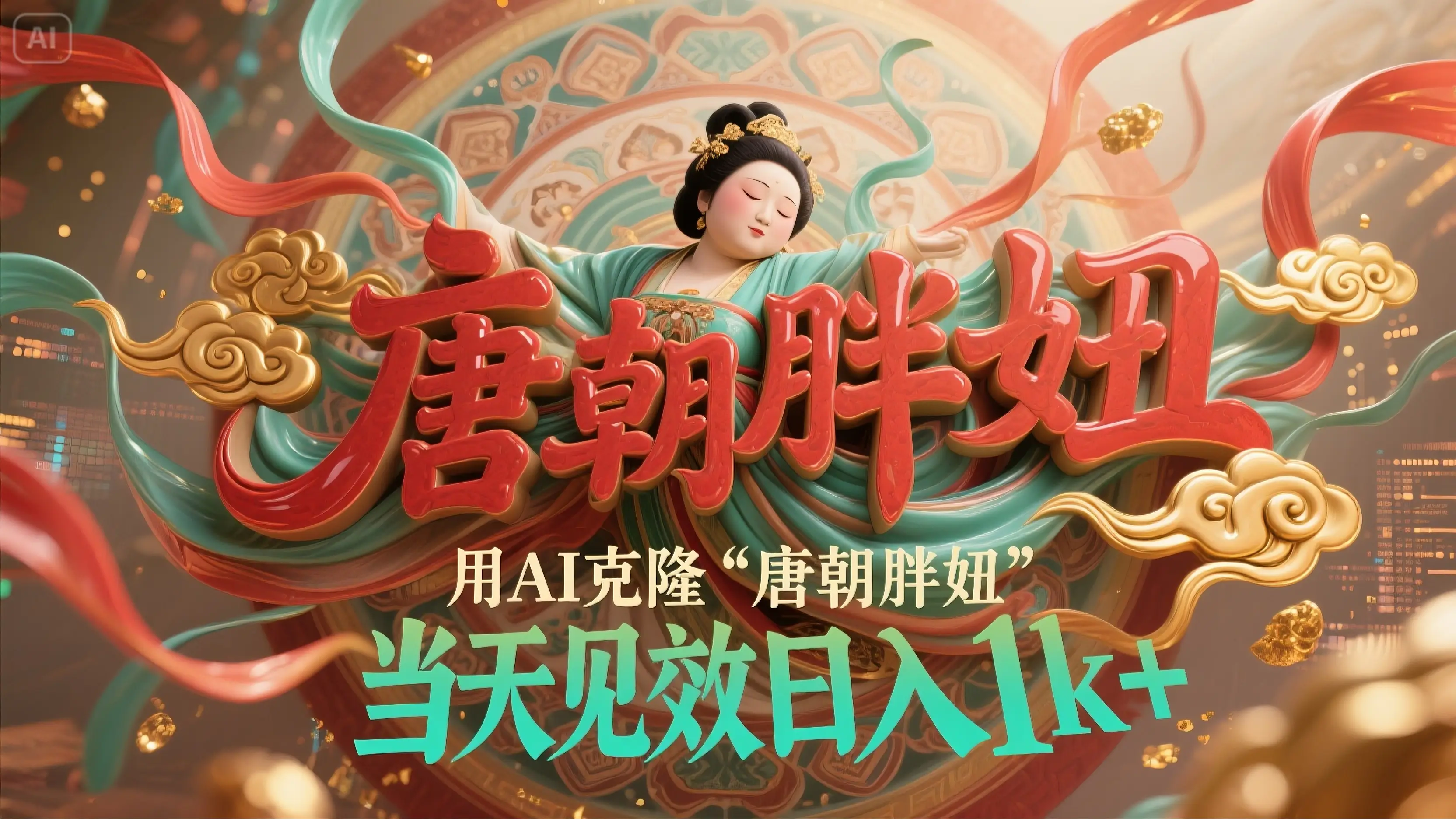 用AI克隆“唐朝胖妞”日更3条，平台疯狂推流，小白闭眼复制，当天见效，日入1000+