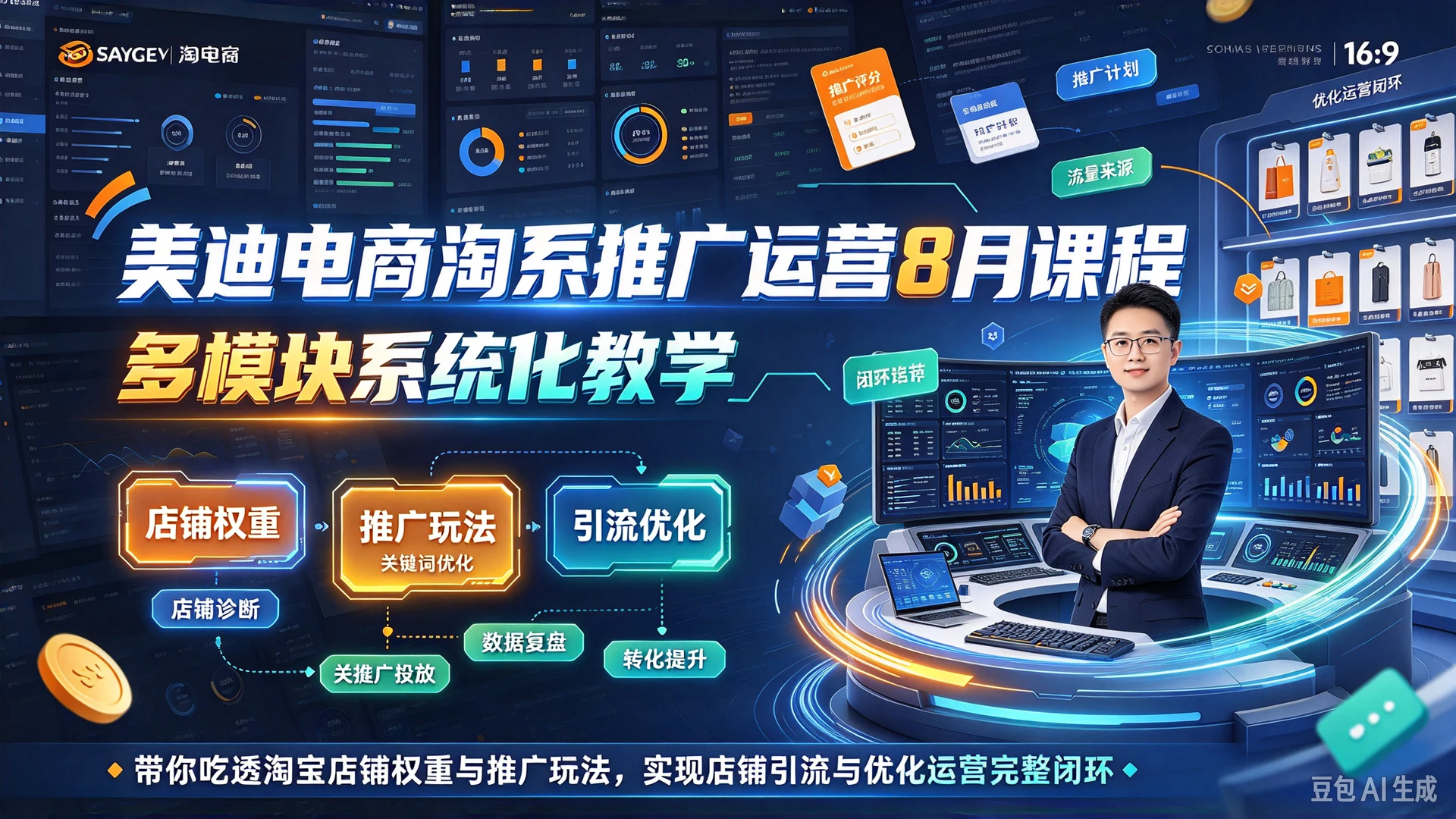 【精】美迪电商淘系推广运营8月课程，多模块系统化教学，带你吃透淘宝店铺权重与推广玩法，实现店铺引流与优化运营完整闭环