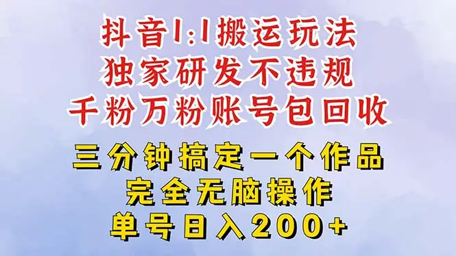 2025抖音无脑纯搬运玩法，单号日赚300+