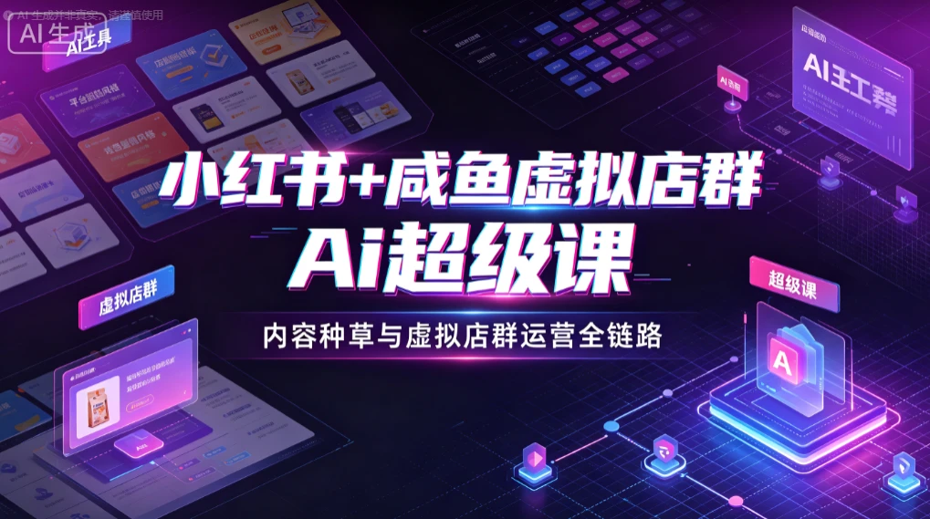 【精】小红书+咸鱼虚拟店群Ai超级课,内容种草与虚拟店群运营全链路 【精】小红书+咸鱼虚拟店群Ai超级课,内容种草与虚拟店群运营全链路