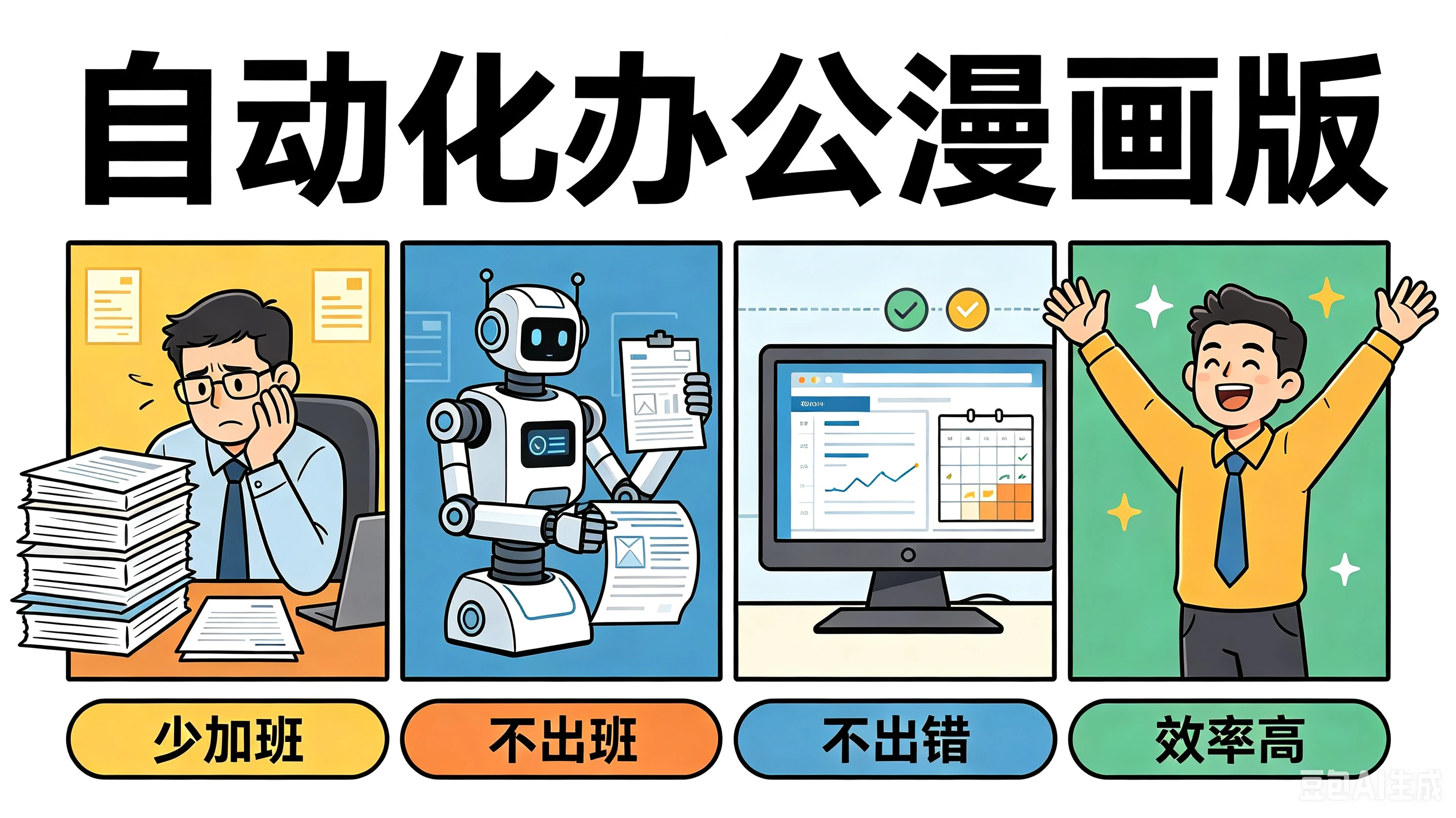 【精】自动化办公漫画版,少加班、不出班、不出错、效率高