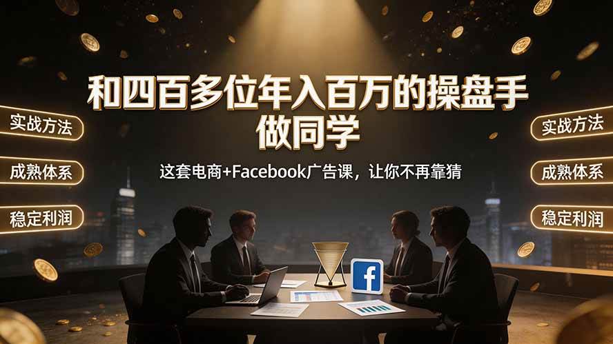 （19592期）和四百多位年入百万的操盘手做同学——这套电商+Facebook广告课，让你不再靠猜【原创双语字幕】
