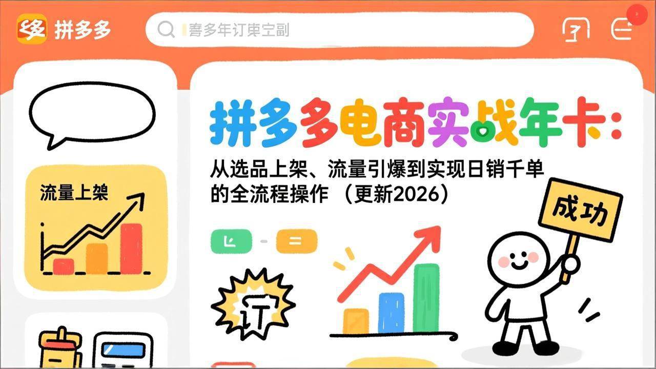 (19839期)拼多多电商实战年卡:从选品上架、流量引爆到实现日销千单的全流程操作(更新2026年8月) (19839期)拼多多电商实战年卡:从选品上架、流量引爆到实现日销千单的全流程操作(更新2026年8月)
