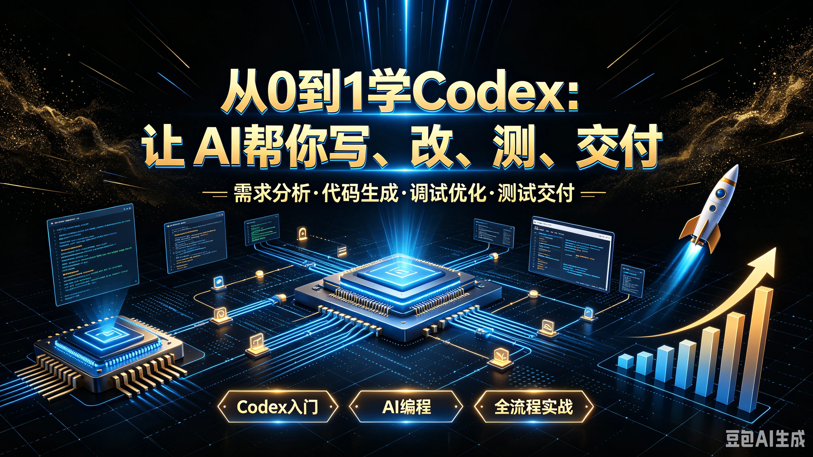 【精】从O到1学Codex:上AI帮你写、改、测、交付，需求分析·代码生成·调试优化·测试交付一Codex入门、AI编程、全流程实战