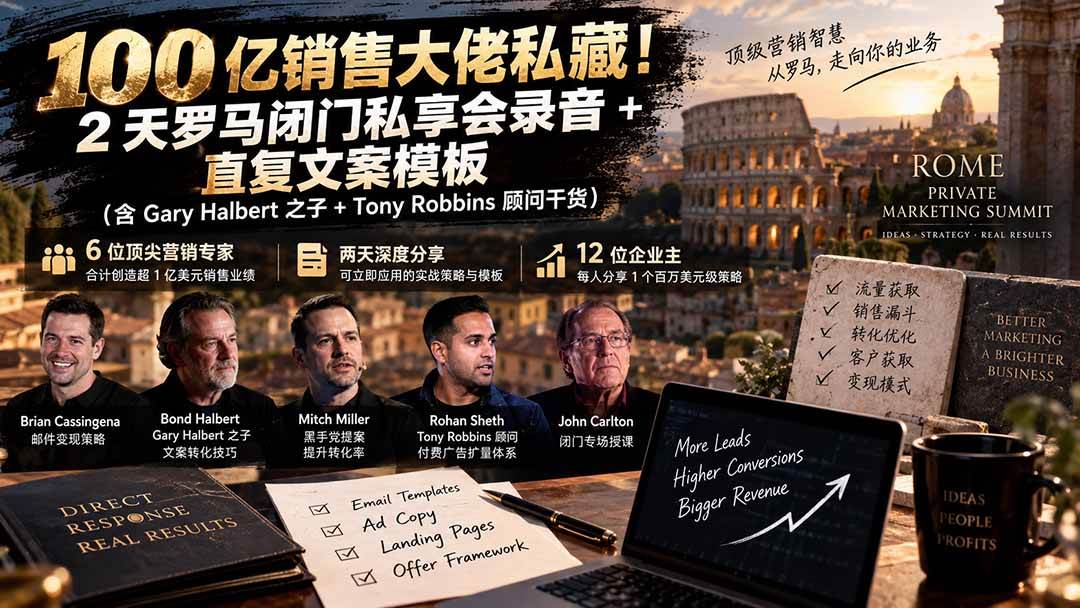 (20593期)100亿销售大佬私藏-无水印!2天罗马闭门私享会录音+直复文案模板【原创双语字幕】 (20593期)100亿销售大佬私藏-无水印!2天罗马闭门私享会录音+直复文案模板【原创双语字幕】