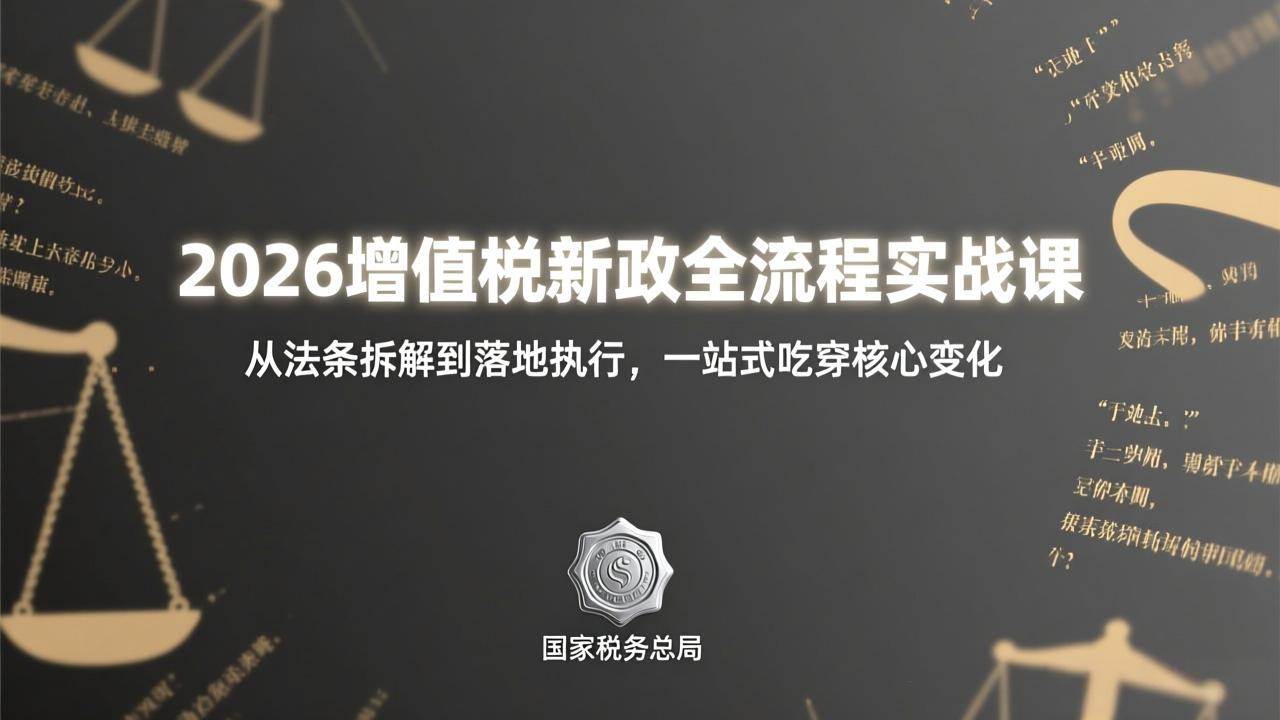 (17529期)2026增值税新政全流程实战课:从法条拆解到落地执行,一站式吃透核心变化 (17529期)2026增值税新政全流程实战课:从法条拆解到落地执行,一站式吃透核心变化