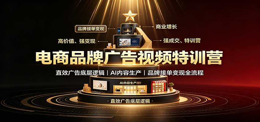电商品牌广告视频特训:直效广告底层逻辑,AI内容生产,品牌接单变现全流程 电商品牌广告视频特训:直效广告底层逻辑,AI内容生产,品牌接单变现全流程