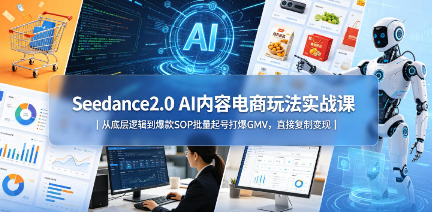 Seedance2.0 AI内容电商玩法实战课|从底层逻辑到爆款SOP批量起号打爆GMV,直接复制变现 Seedance2.0 AI内容电商玩法实战课|从底层逻辑到爆款SOP批量起号打爆GMV,直接复制变现