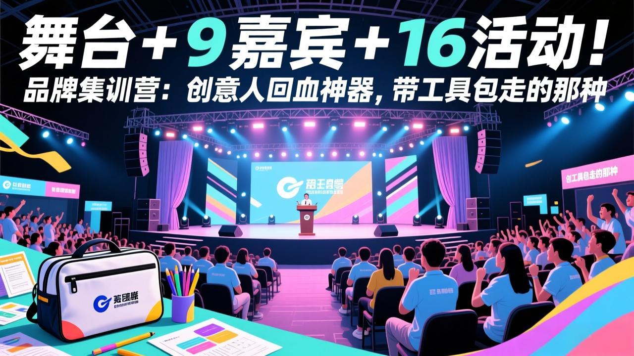 舞台 + 9 嘉宾 + 16 活动!品牌集训营:创意人回血神器,带工具包走的那种 舞台 + 9 嘉宾 + 16 活动!品牌集训营:创意人回血神器,带工具包走的那种