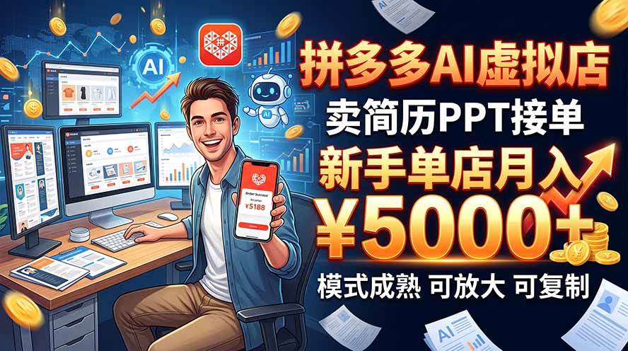 (20694期)开一家拼多多虚拟店,用AI卖简历PPT,单店月入1w+,可放大 (20694期)开一家拼多多虚拟店,用AI卖简历PPT,单店月入1w+,可放大