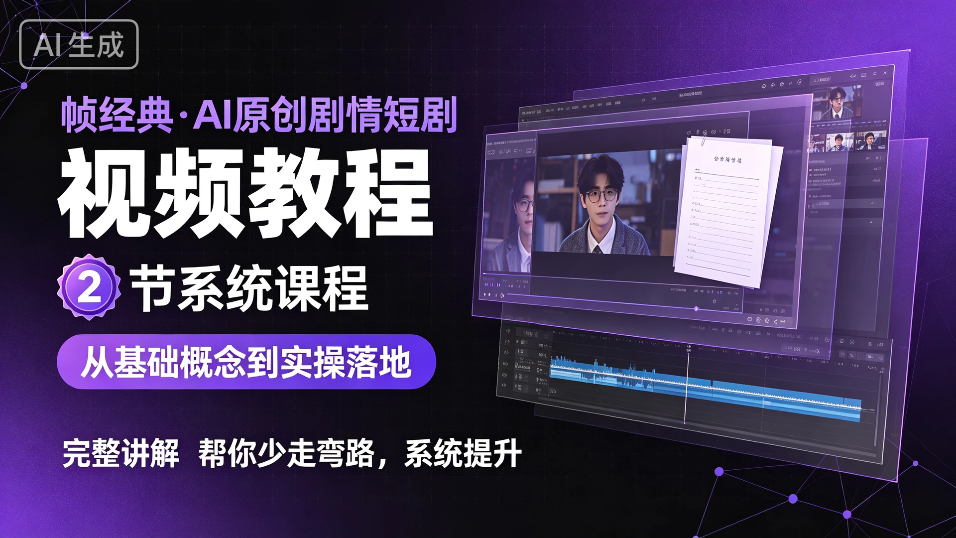 帧经典·AI原创剧情短剧视频教程，2 节系统课程，从基础概念到实操落地完整讲解，帮你少走弯路系统提升