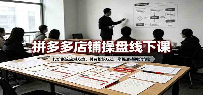 拼多多店铺操盘线下课：比价断流应对方案，付费投放玩法，掌握活动调价策略