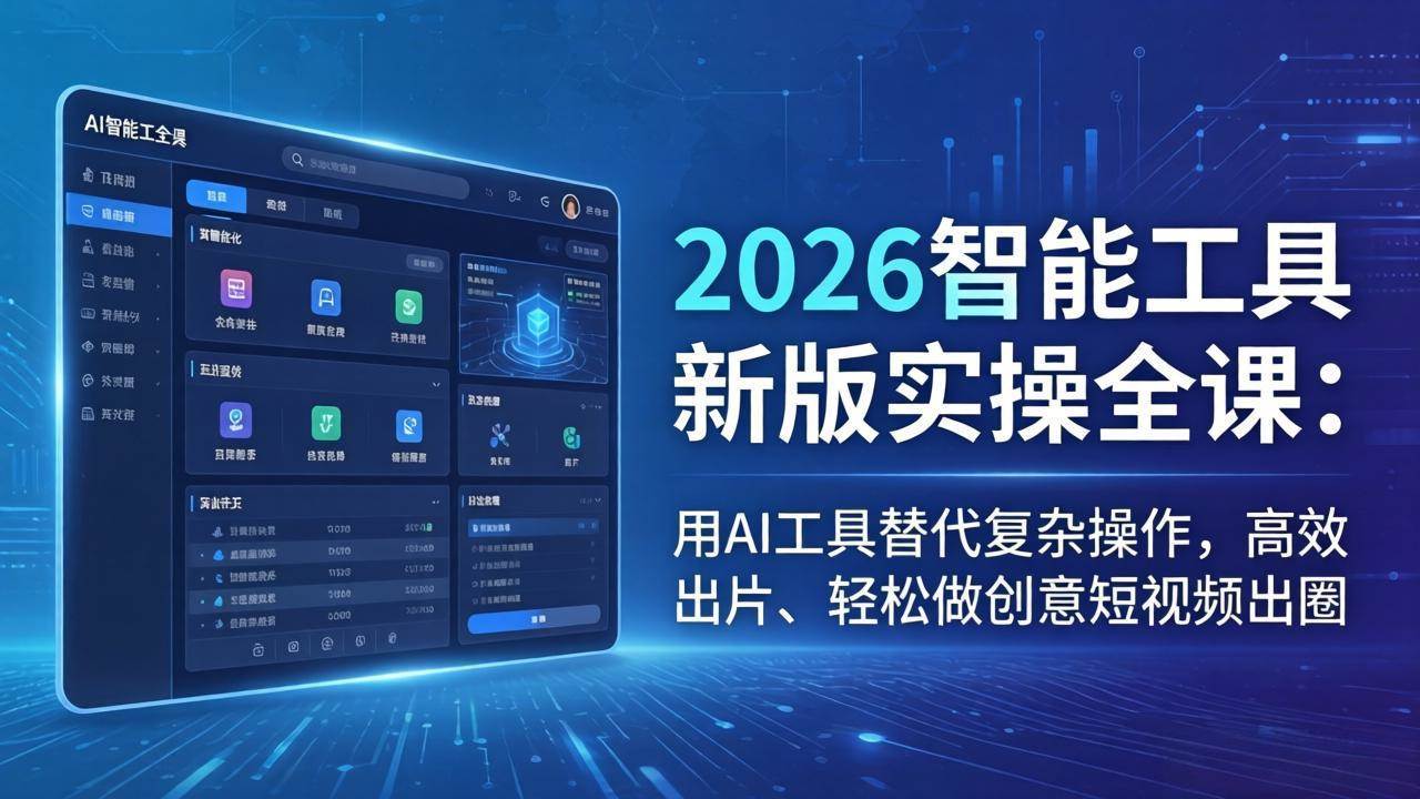 （18005期）2026智能工具新版实操全课：用AI工具替代复杂操作，高效出片、轻松做创意短视频出圈