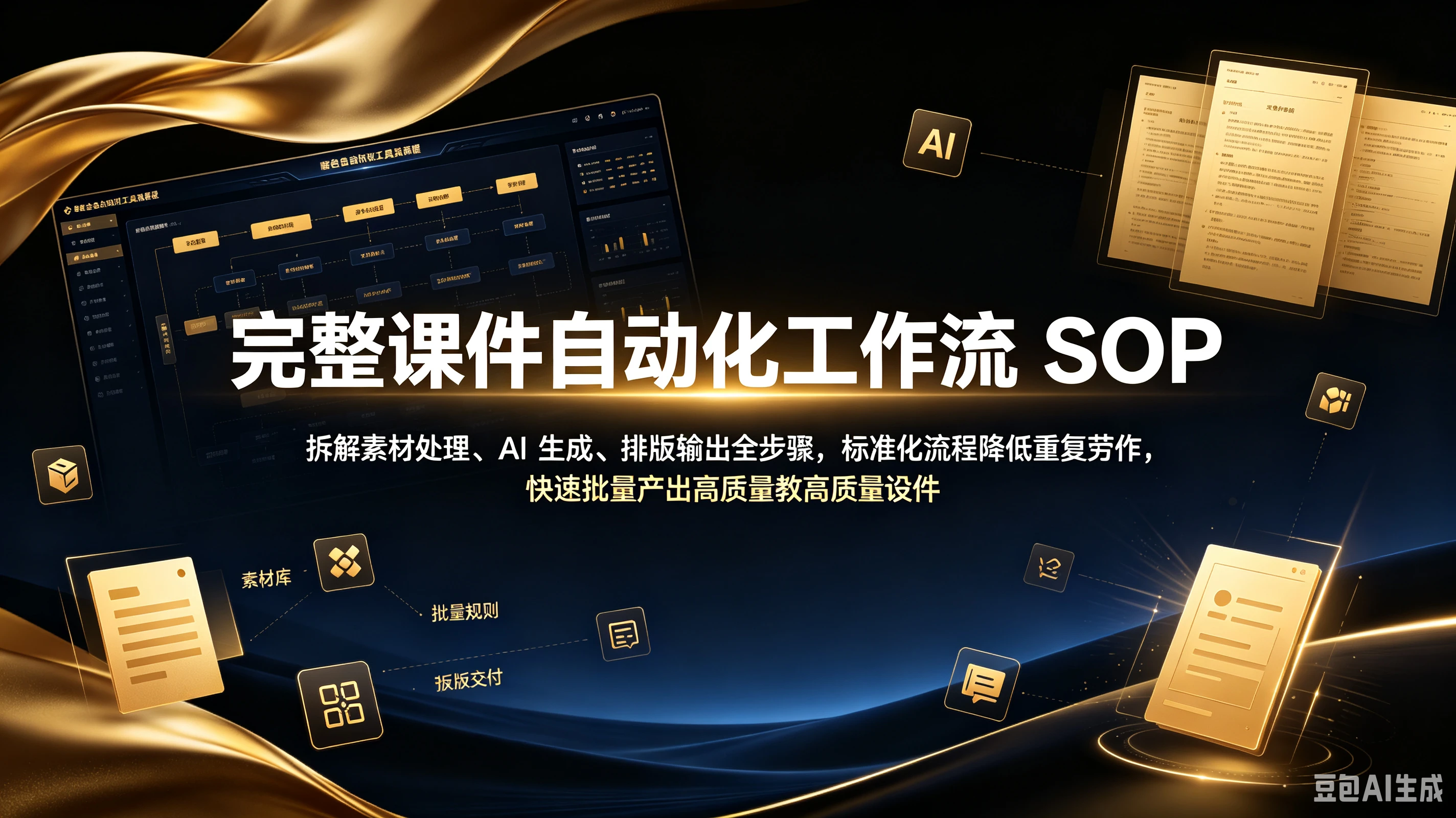 【精】完整课件自动化工作流 SOP,拆解素材处理、AI 生成、排版输出全步骤,标准化流程降低重复劳作,快速批量产出高质量教学课件。 【精】完整课件自动化工作流 SOP,拆解素材处理、AI 生成、排版输出全步骤,标准化流程降低重复劳作,快速批量产出高质量教学课件。
