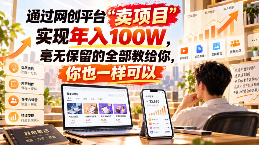 通过网创平台“卖项目”实现年入百万,毫无保留的全部教给你! 通过网创平台“卖项目”实现年入百万,毫无保留的全部教给你!