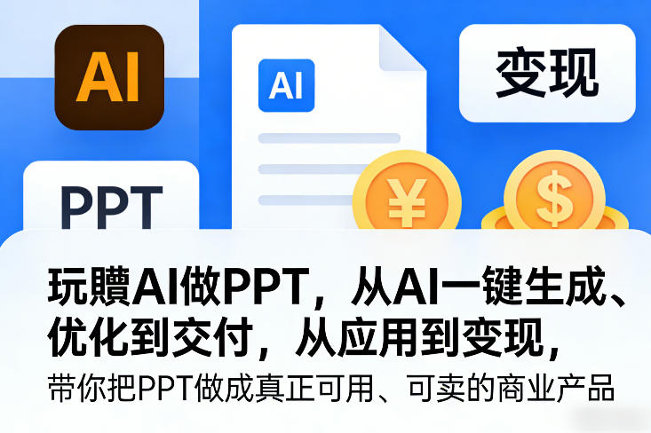 玩賺AI做PPT,从AI一键生成、优化到交付,从应用到变现,带你把PPT做成真正可用、可卖的商业产品(更新0401) 玩賺AI做PPT,从AI一键生成、优化到交付,从应用到变现,带你把PPT做成真正可用、可卖的商业产品(更新0401)