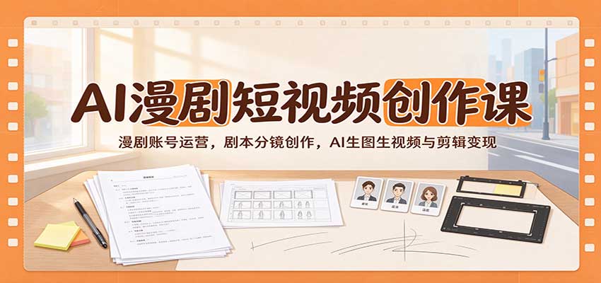 AI漫剧短视频创作课:漫剧账号运营,剧本分镜创作,AI生图生视频与剪辑变现 AI漫剧短视频创作课:漫剧账号运营,剧本分镜创作,AI生图生视频与剪辑变现