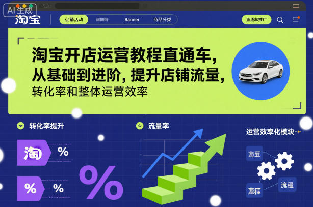 淘宝开店运营教程直通车,从基础到进阶,提升店铺流量,转化率和整体运营效率(更新26年3月24日) 淘宝开店运营教程直通车,从基础到进阶,提升店铺流量,转化率和整体运营效率(更新26年3月24日)