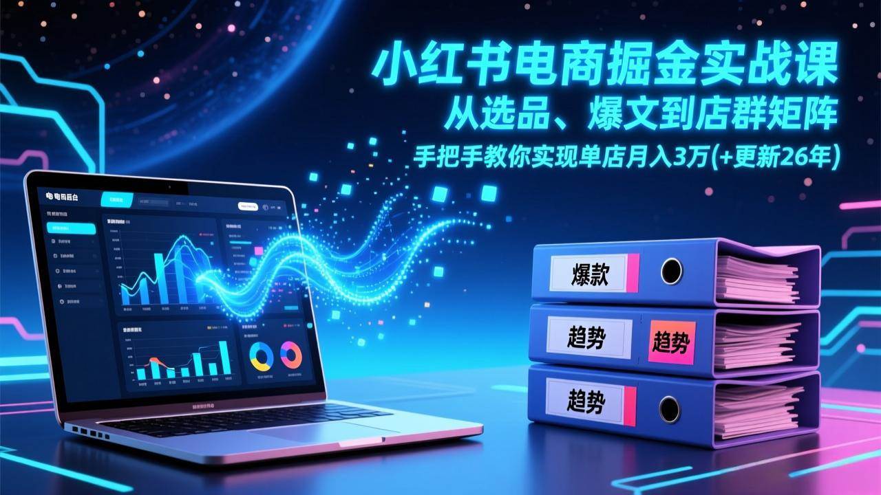 （17290期）小红书电商掘金实战课，从选品、爆文到店群矩阵，手把手教你实现单店月入3万+(更新26年)