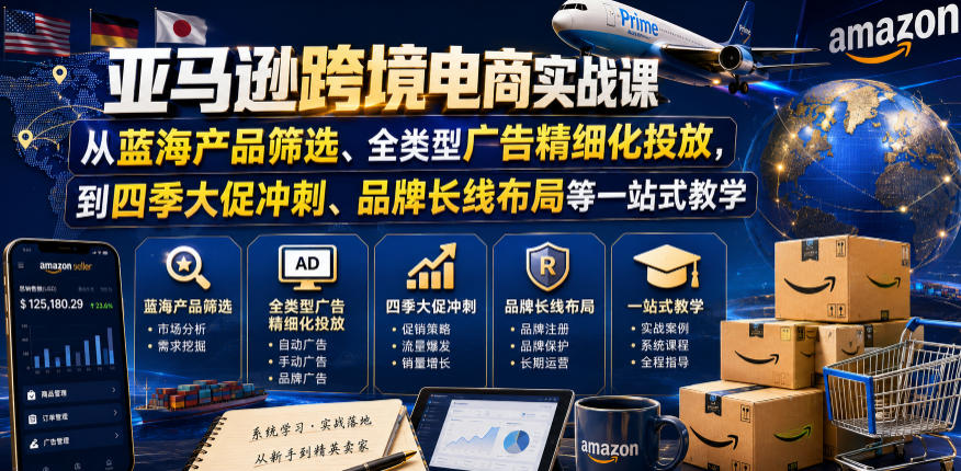 【精】亚马逊跨境电商实战课,从蓝海产品筛选、全类型广告精细化投放,到四季大促冲刺、品牌长线布局等一站式教学(更新0926) 【精】亚马逊跨境电商实战课,从蓝海产品筛选、全类型广告精细化投放,到四季大促冲刺、品牌长线布局等一站式教学(更新0926)