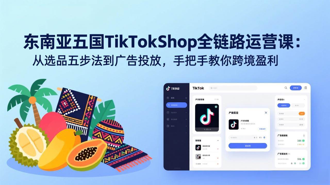 （17511期）东南亚五国TikTok Shop全链路运营课：从选品五步法到广告投放，手把手教你跨境盈利