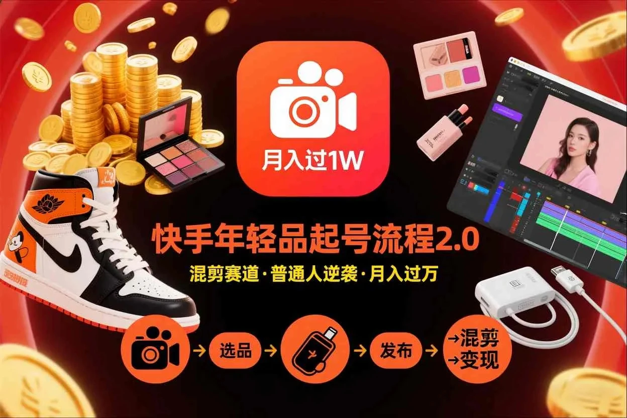 【精】快手短视频带货年轻品起号流程2.0,快手年轻品混剪赛道,普通人也能月入过1W 【精】快手短视频带货年轻品起号流程2.0,快手年轻品混剪赛道,普通人也能月入过1W