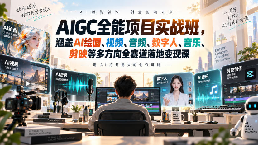 【精】AIGC全能项目实战班-无水印,涵盖AI绘画、视频、音频、数字人、音乐、剪映等多方向全赛道落地变现课(更新) 【精】AIGC全能项目实战班-无水印,涵盖AI绘画、视频、音频、数字人、音乐、剪映等多方向全赛道落地变现课(更新)