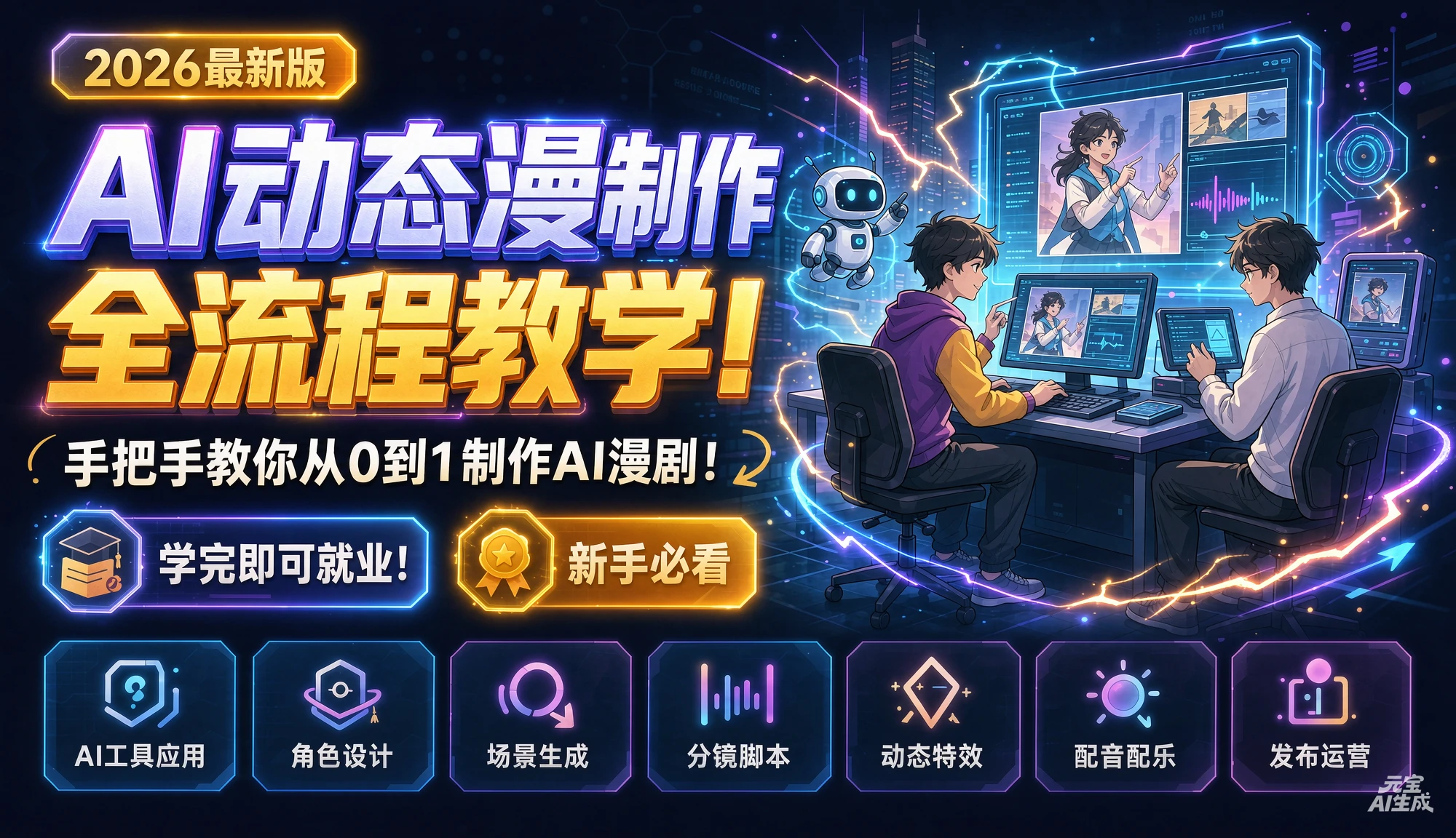 【精】2026最新版AI动态漫制作全流程教学！手把手教你从0到1制作AI漫剧！学完即可就业！新手必看