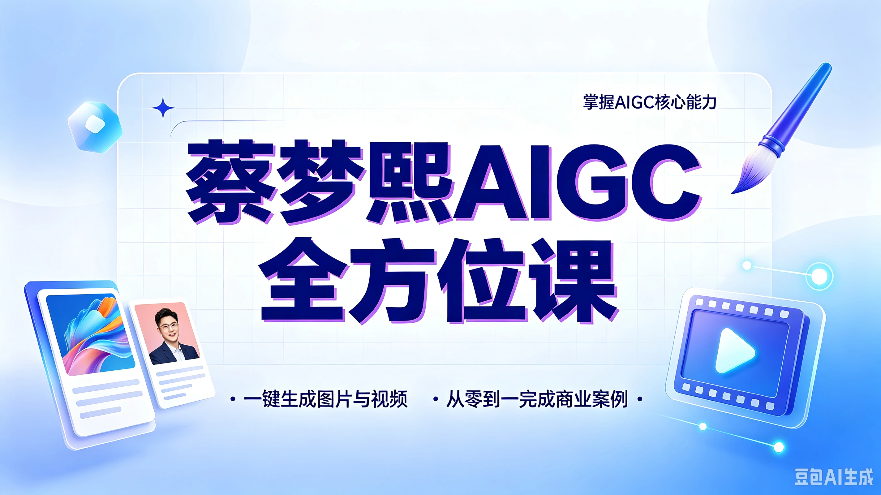 【精】蔡梦熙AIGC全方位课，掌握AIGC核心能力，一键生成图片与视频，从零到一完成商业案例
