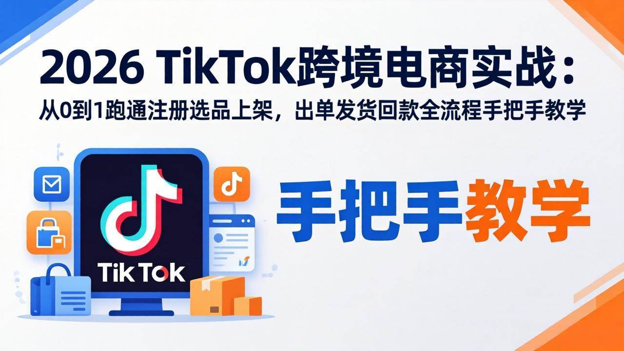 （17850期）2026TikTok跨境电商实战：从0到1跑通注册选品上架，出单发货回款全流程手把手教学