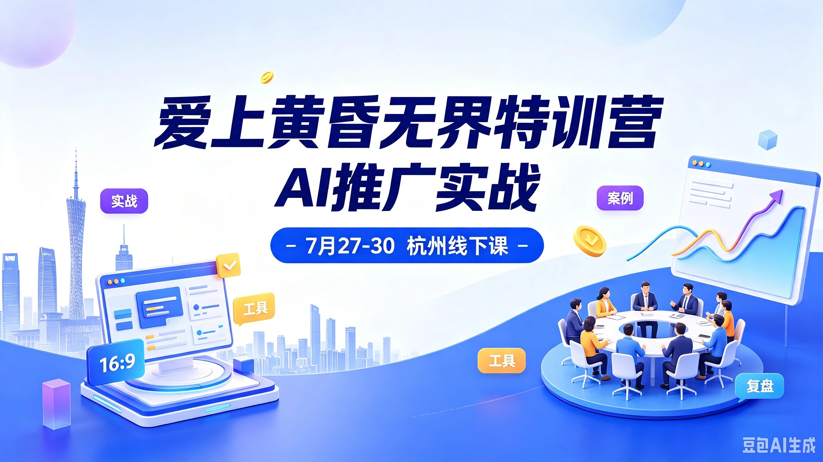 【精】爱上黄昏无界特训营AI推广实战7月27-30杭州线下课，淘宝天猫AI推广、直通车人群、全套PPT SOP思维导图资料包