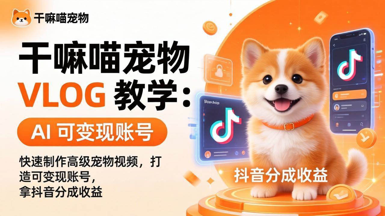 (17888期)干嘛喵宠物 VLOG 教学:AI 快速制作高级宠物视频,打造可变现账号,拿抖音分成收益 (17888期)干嘛喵宠物 VLOG 教学:AI 快速制作高级宠物视频,打造可变现账号,拿抖音分成收益