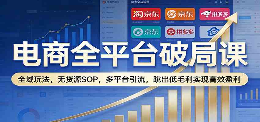 电商全平台破局课:全域玩法,无货源SOP,多平台引流,跳出低毛利实现高效盈利 电商全平台破局课:全域玩法,无货源SOP,多平台引流,跳出低毛利实现高效盈利