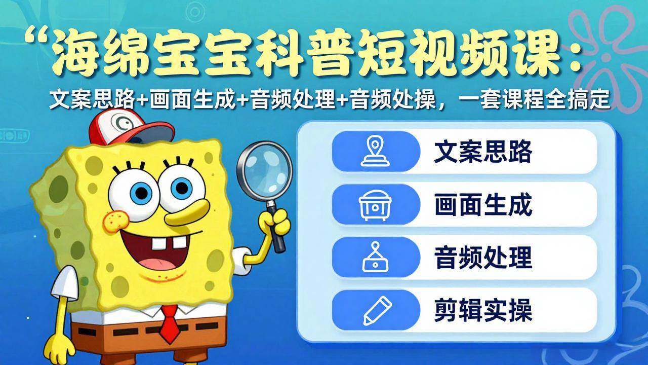 (17756期)海绵宝宝科普短视频课:文案思路+画面生成+音频处理+剪辑实操,一套课程全搞定 (17756期)海绵宝宝科普短视频课:文案思路+画面生成+音频处理+剪辑实操,一套课程全搞定