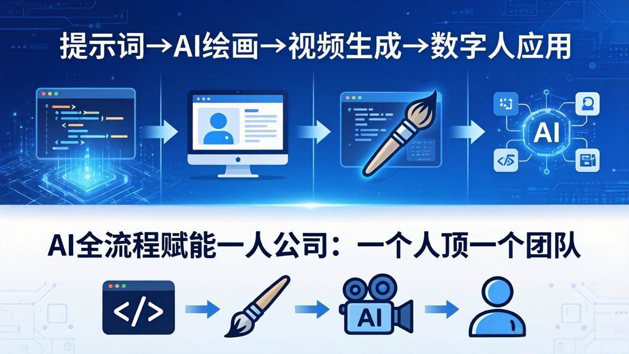 （18265期）AI全流程赋能一人公司：提示词、绘画、视频、数字人、编程，一个人顶一个团队