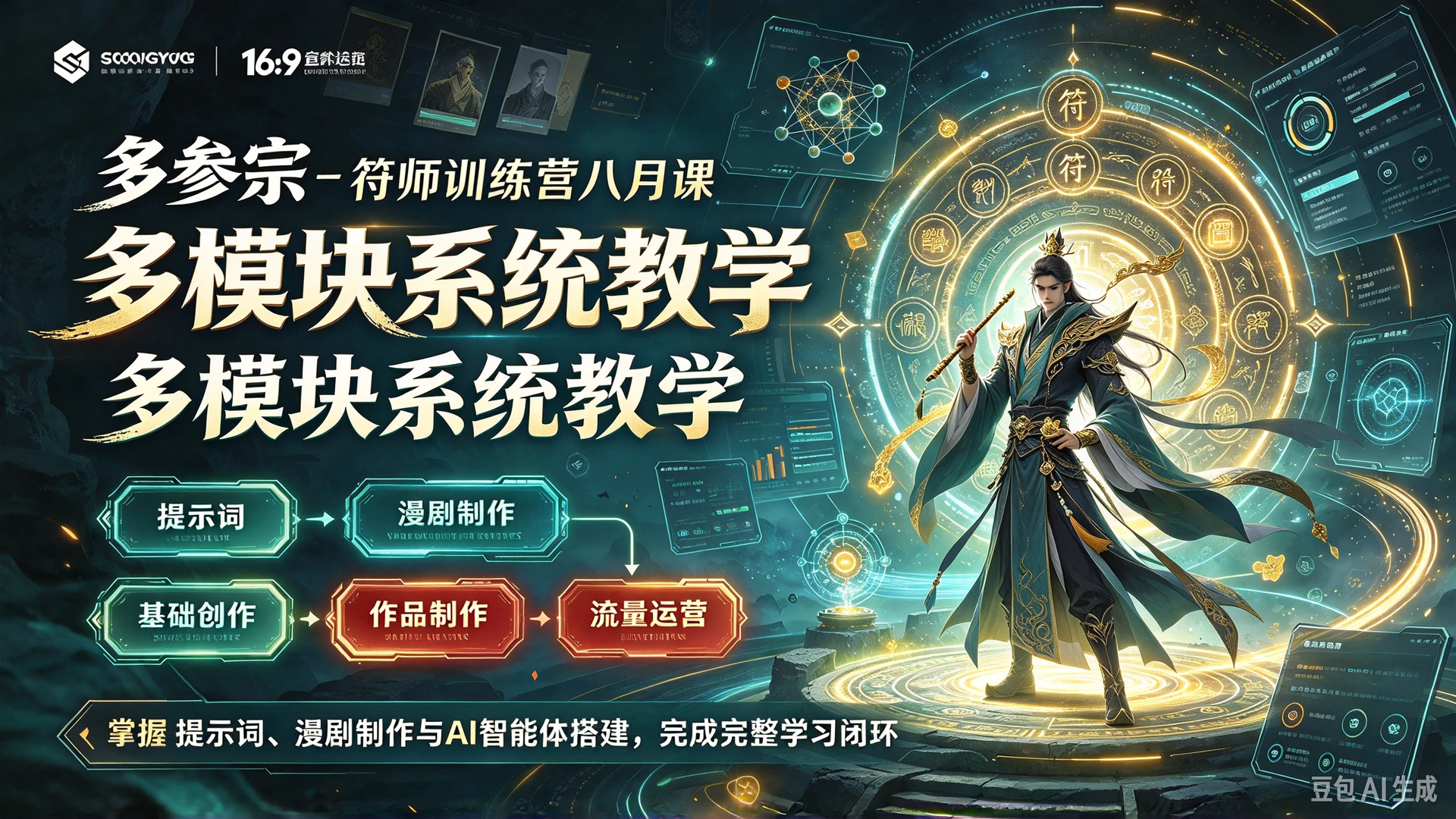 【精】多参宗 - 符师训练营八月课,多模块系统教学,掌握提示词、漫剧制作与AI智能体搭建,完成从基础创作到作品流量运营的完整学习闭环 【精】多参宗 - 符师训练营八月课,多模块系统教学,掌握提示词、漫剧制作与AI智能体搭建,完成从基础创作到作品流量运营的完整学习闭环