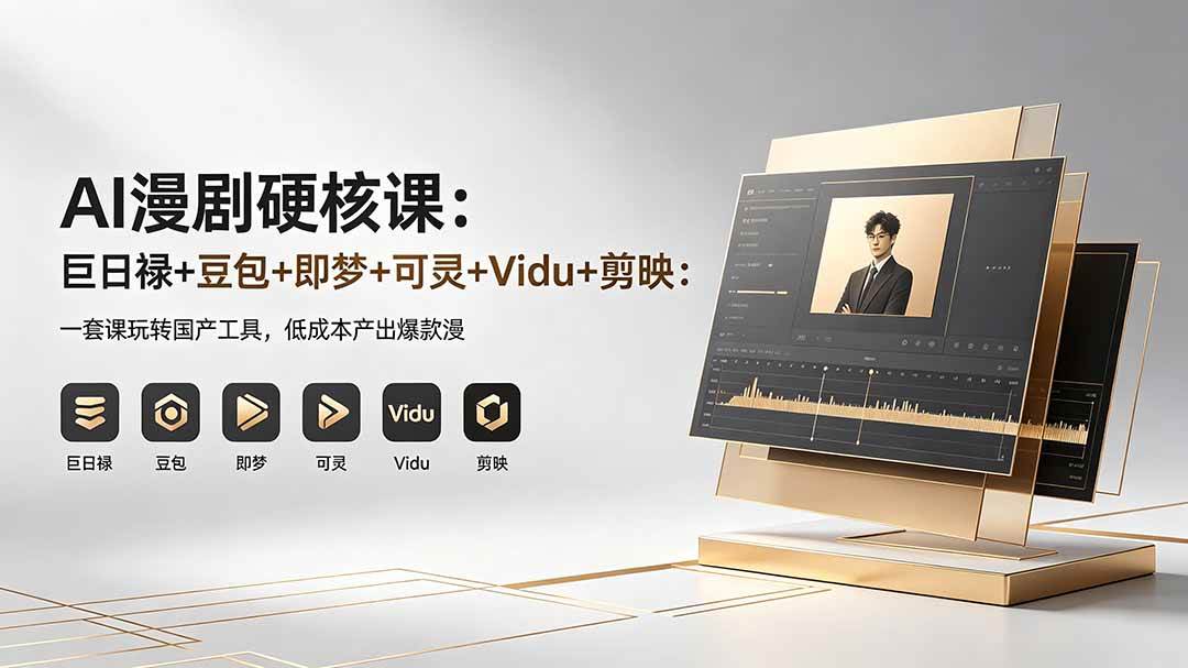 （18280期）AI漫剧硬核课：巨日禄+豆包+即梦+可灵+Vidu+剪映：一套课玩转国产工具，低成本产出爆款漫剧