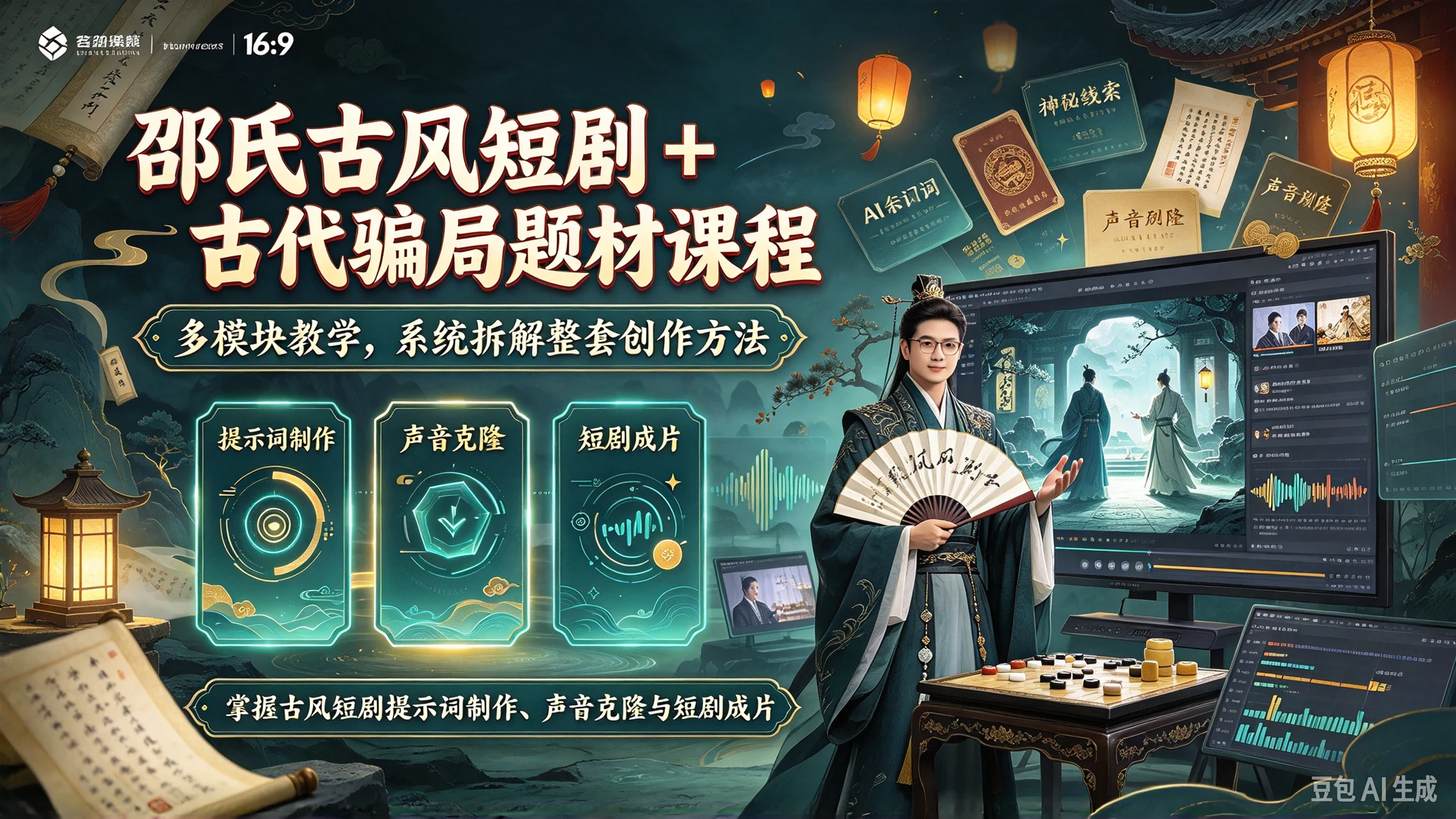 【精】邵氏古风短剧 + 古代骗局题材课程,多模块教学,掌握古风短剧提示词制作、声音克隆与短剧成片的整套创作方法 【精】邵氏古风短剧 + 古代骗局题材课程,多模块教学,掌握古风短剧提示词制作、声音克隆与短剧成片的整套创作方法