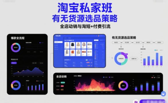淘宝私家班，有无货源选品策略，高成功率爆款全流程打法，全店动销与淘短+付费引流（更新2026年4月18日）