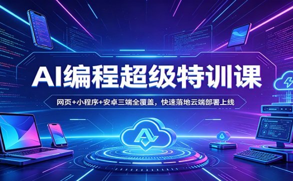 AI编程超级特训课：网页+小程序+安卓三端全覆盖，快速落地云端部署上线