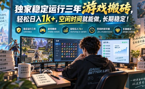三款AI自动化游戏副业，日入千元，可批量矩阵操作适合新手小白！