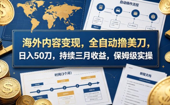 海外内容变现，全自动撸美刀，日入50刀，持续三月收益，保姆级实操【揭秘】